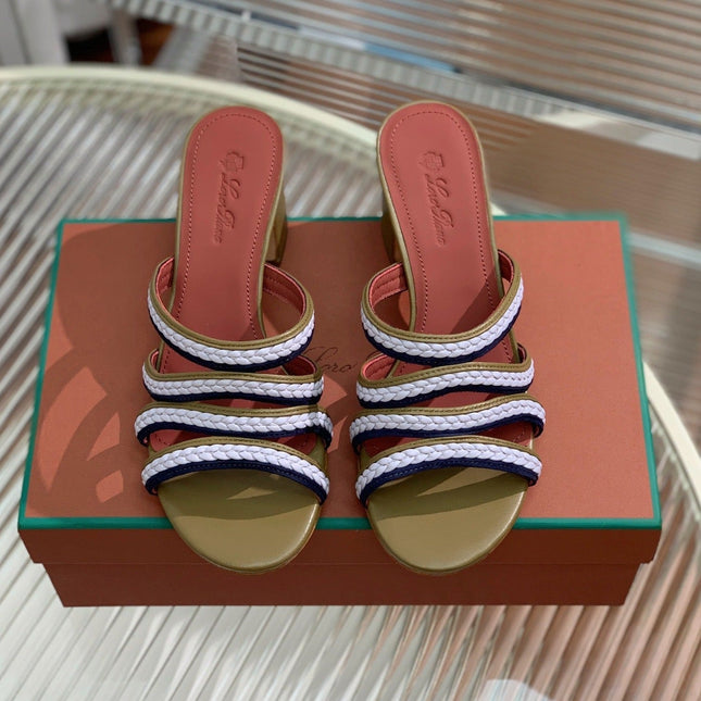 LP SPRIGHTLY CHARMS MID-SANDAL WHITE AND OLIVE CALFSKIN