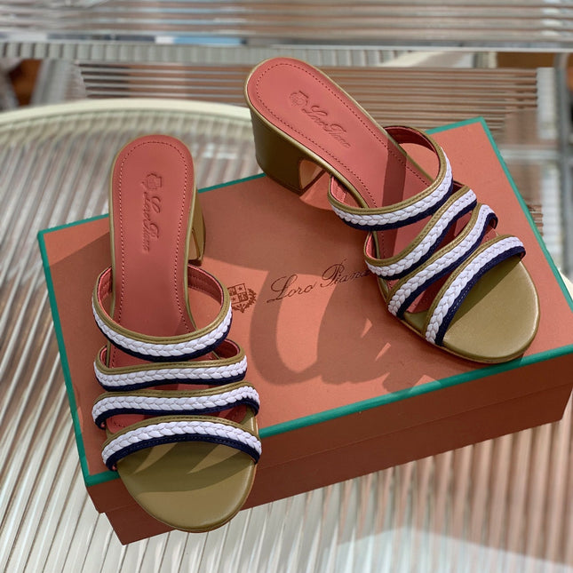 LP SPRIGHTLY CHARMS MID-SANDAL WHITE AND OLIVE CALFSKIN