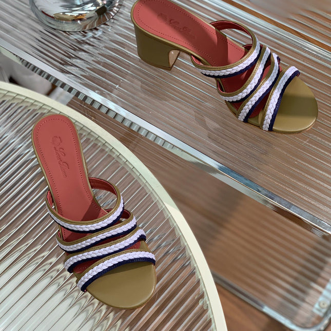 LP SPRIGHTLY CHARMS MID-SANDAL WHITE AND OLIVE CALFSKIN