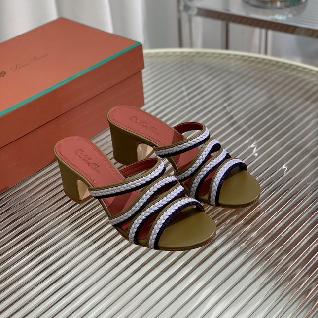 LP SPRIGHTLY CHARMS MID-SANDAL WHITE AND OLIVE CALFSKIN