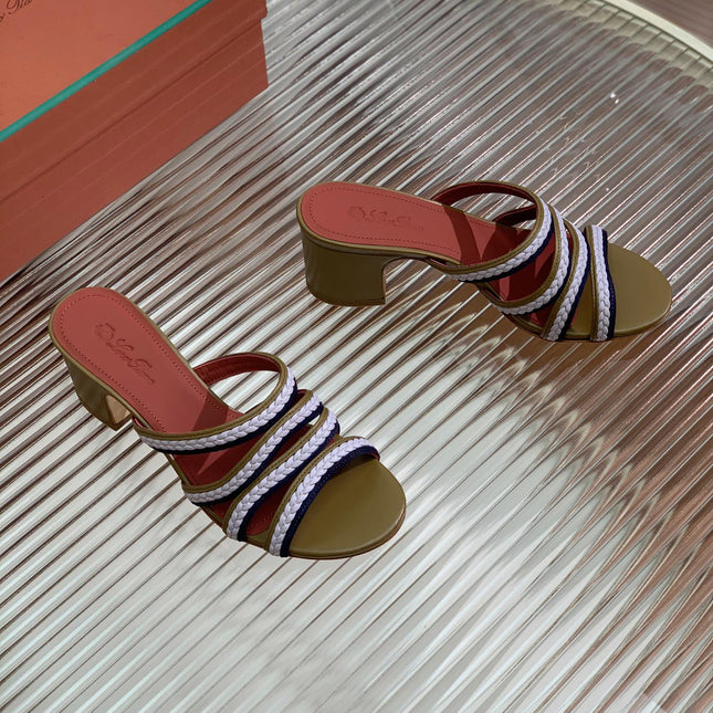 LP SPRIGHTLY CHARMS MID-SANDAL WHITE AND OLIVE CALFSKIN