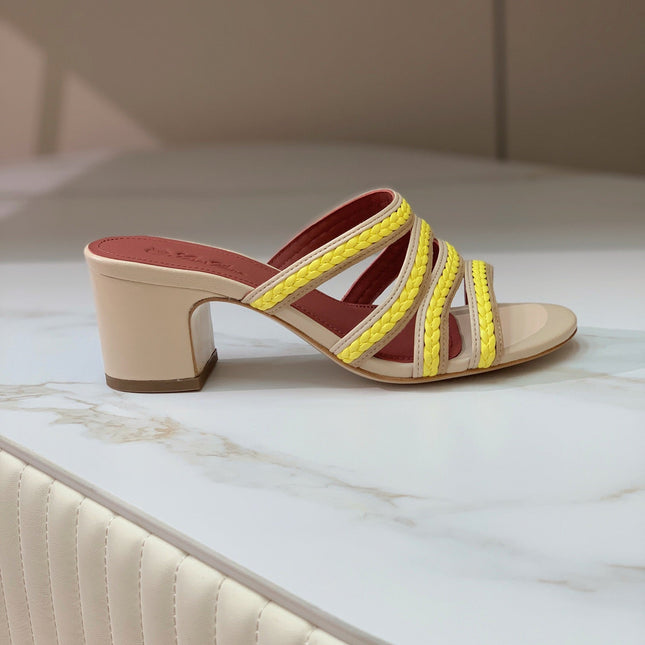 LP SPRIGHTLY CHARMS MID-SANDAL LEMON CALFSKIN