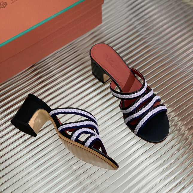 LP SPRIGHTLY CHARMS MID-SANDAL WHITE AND BLACK CALFSKIN