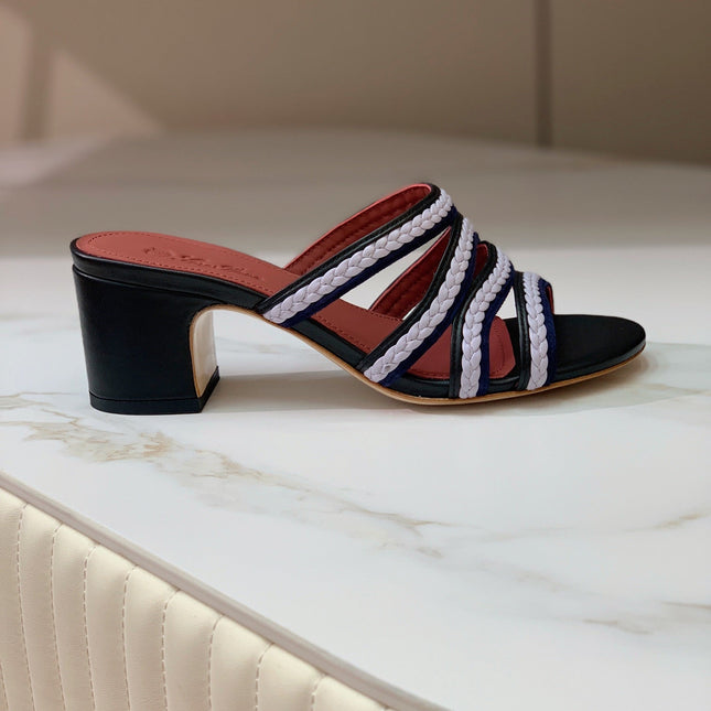 LP SPRIGHTLY CHARMS MID-SANDAL WHITE AND BLACK CALFSKIN