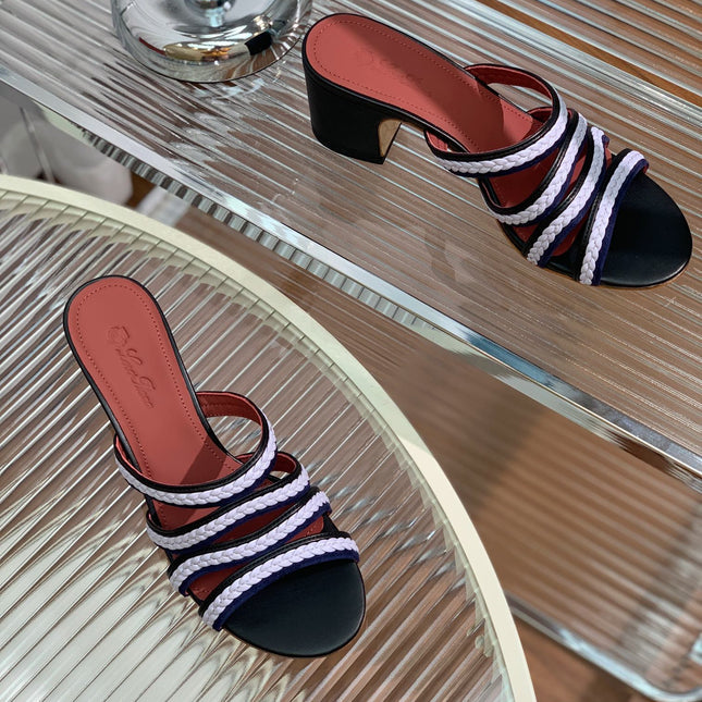 LP SPRIGHTLY CHARMS MID-SANDAL WHITE AND BLACK CALFSKIN