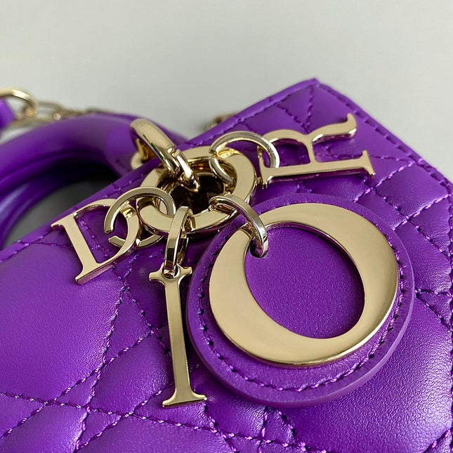 MINI D-JOY BAG 17 IN VIOLET PURPLE LAMBSKIN