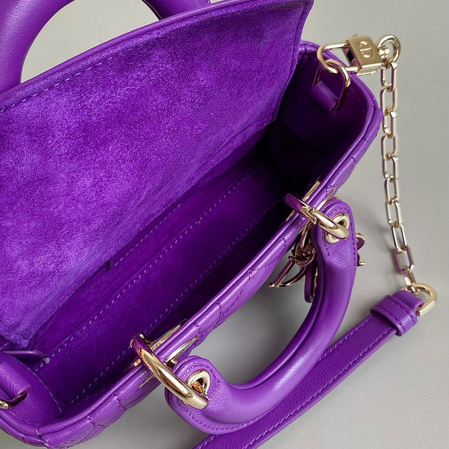 MINI D-JOY BAG 17 IN VIOLET PURPLE LAMBSKIN