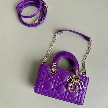 MINI D-JOY BAG 17 IN VIOLET PURPLE LAMBSKIN
