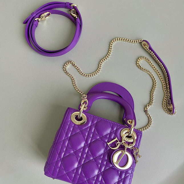 LADY 17 IN VIOLET PURPLE LAMBSKIN WITH CANNAGE PATTERN