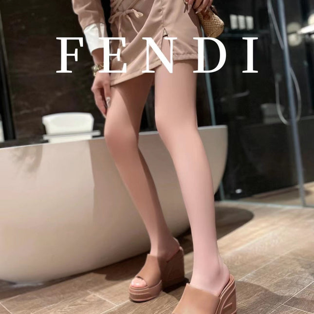 FENDI BAGUETTE WEDGE PLATFORM  85MM IN ASH BROWN CALFSKIN