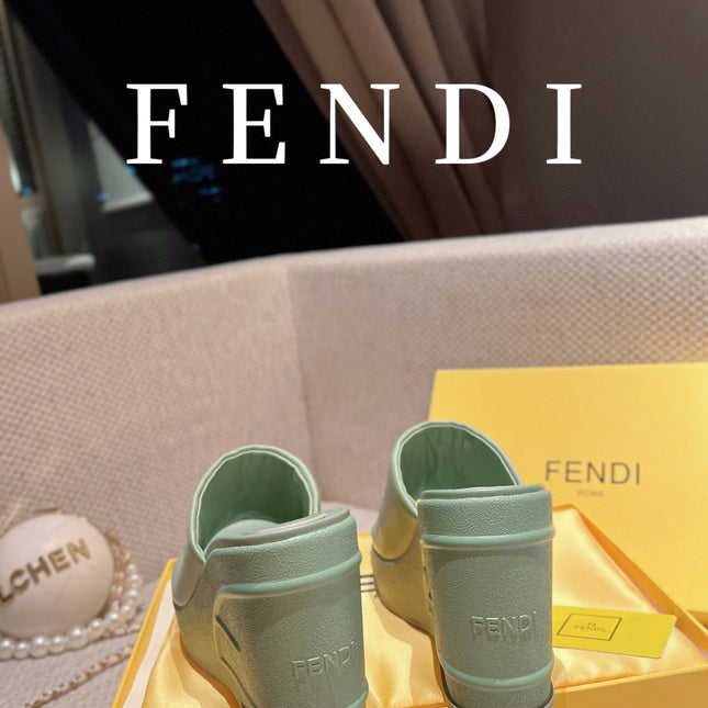 FENDI BAGUETTE WEDGE PLATFORM  85MM IN SEAFOAM GREEN CALFSKIN