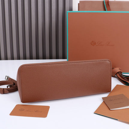 EXTRA BAG L27 IN UMBER BROWN GRAINED CALFSKIN WITH SILVER  HARDWARE