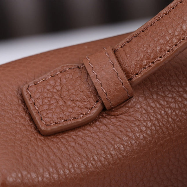 EXTRA BAG L27 IN UMBER BROWN GRAINED CALFSKIN WITH SILVER  HARDWARE