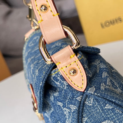 LV 25S PLEATY BAG 26 IN BLUE MONOGRAM DENIM GOLD HARDWARE
