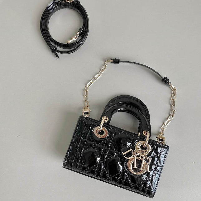 MINI D-JOY BAG 17 IN BLACK LAMBSKIN