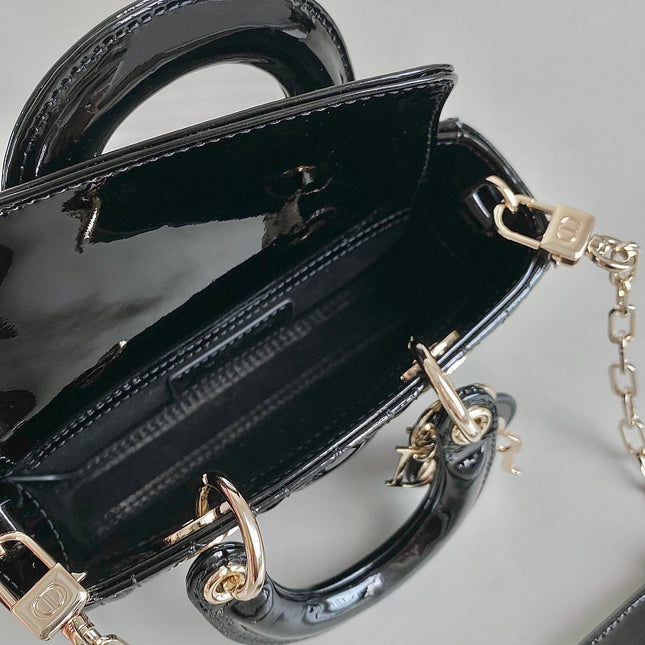 MINI D-JOY BAG 17 IN BLACK LAMBSKIN