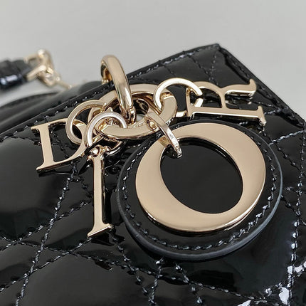 MINI D-JOY BAG 17 IN BLACK LAMBSKIN