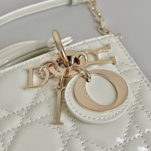 MINI D-JOY BAG 17 IN WHITE LAMBSKIN