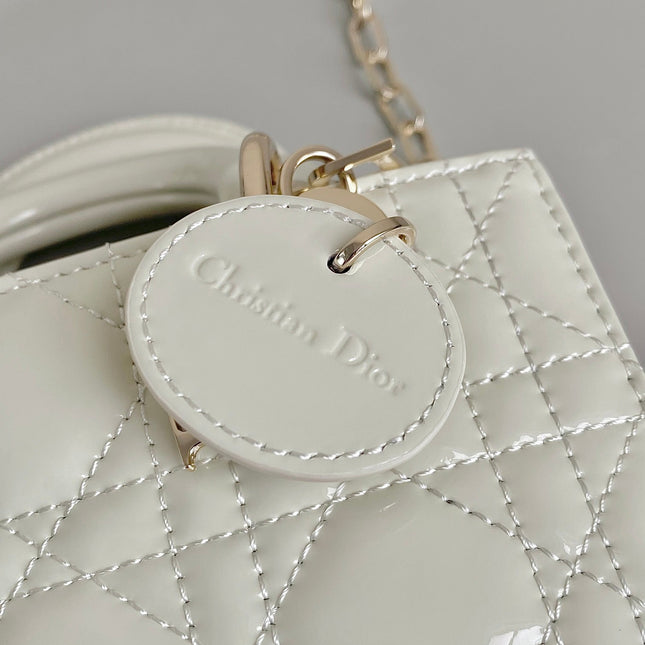 MINI D-JOY BAG 17 IN WHITE LAMBSKIN