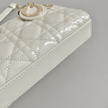 MINI D-JOY BAG 17 IN WHITE LAMBSKIN