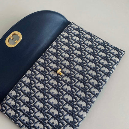 CD 30 CLUTCH BAG IN BLUE OBLIQUE JACQUARD