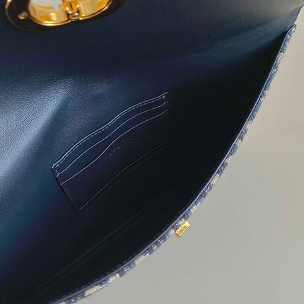 CD 30 CLUTCH BAG IN BLUE OBLIQUE JACQUARD