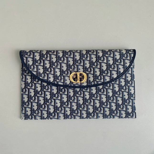 CD 30 CLUTCH BAG IN BLUE OBLIQUE JACQUARD