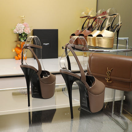 SL SUPER HIGH HEELS SANDAL ASH BROWN CALFSKIN