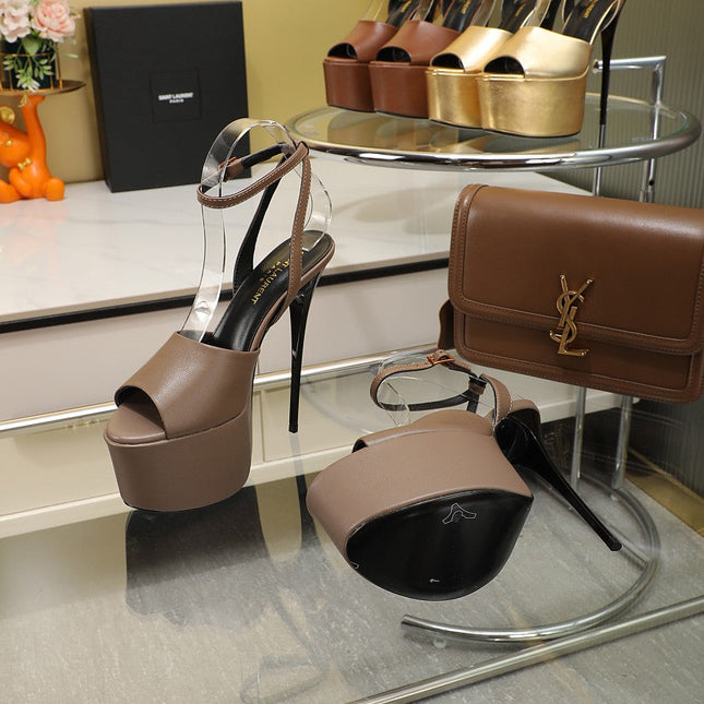 SL SUPER HIGH HEELS SANDAL ASH BROWN CALFSKIN