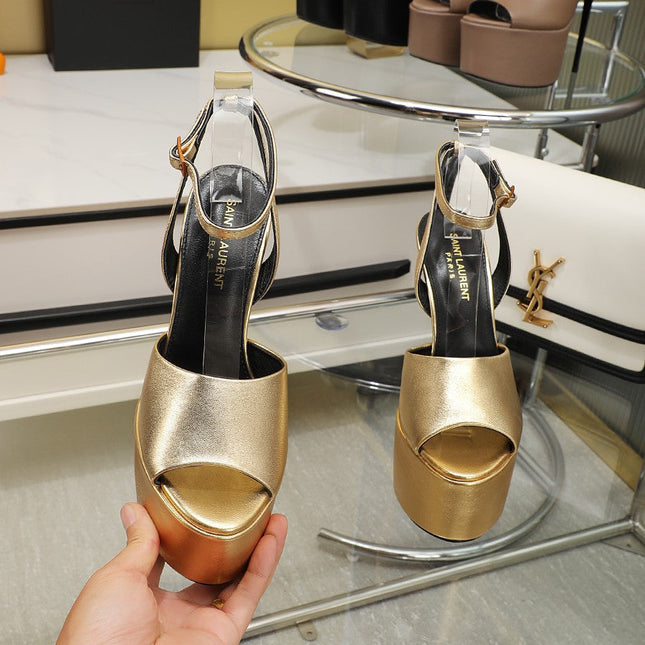 SL SUPER HIGH HEELS SANDAL METALLIC GOLD CALFSKIN