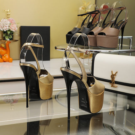 SL SUPER HIGH HEELS SANDAL METALLIC GOLD CALFSKIN