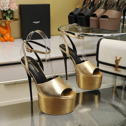 SL SUPER HIGH HEELS SANDAL METALLIC GOLD CALFSKIN
