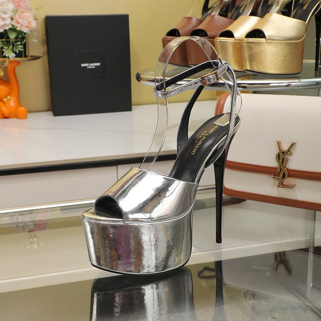SL SUPER HIGH HEELS SANDAL SILVER CALFSKIN