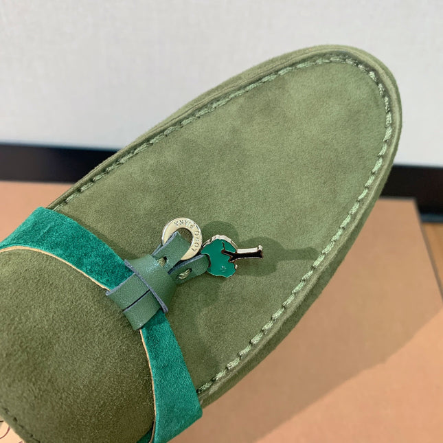 LP CHARMS WALK BABOUCHE LOAFERS OLIVE AND PINE SUEDE