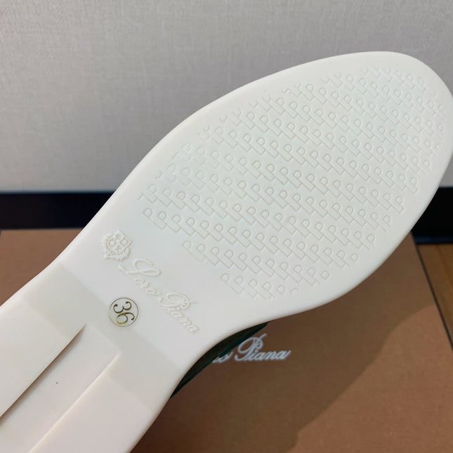 LP CHARMS WALK BABOUCHE LOAFERS OLIVE AND PINE SUEDE