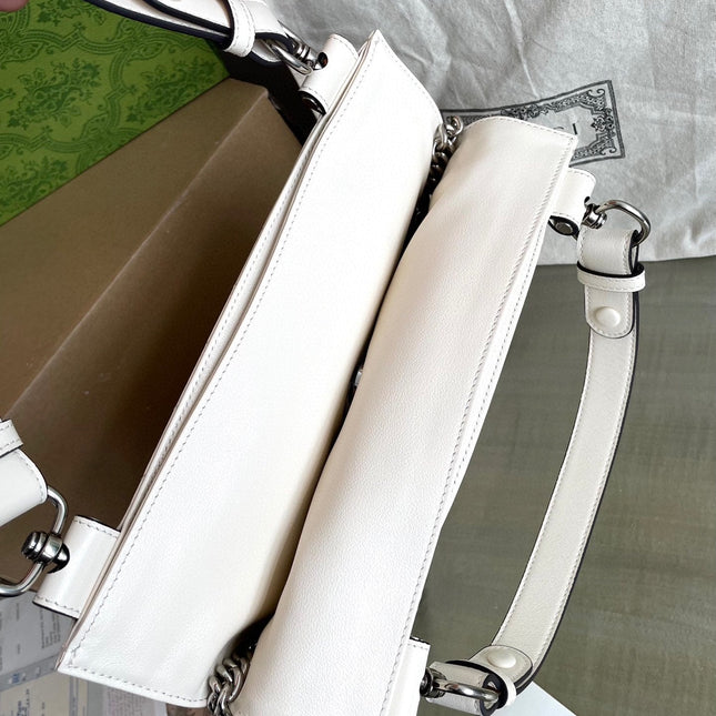 BLONDIE TOTE BAG 30 IN WHITE CALFSKIN SIVLER HARDWARE