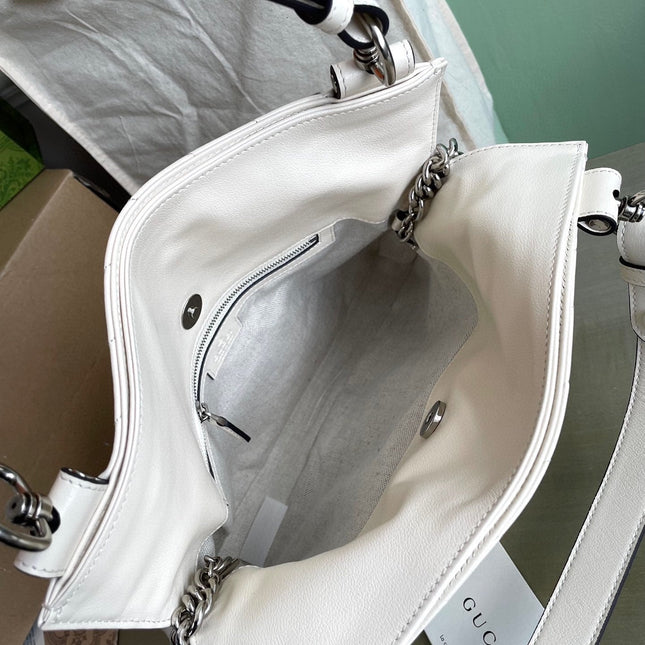 BLONDIE TOTE BAG 30 IN WHITE CALFSKIN SIVLER HARDWARE