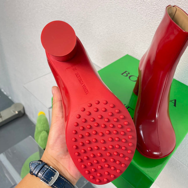 ATOMIC ANKLE BOOT IN RUBY RED CALFSKIN 75 MM