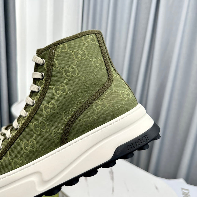 GG HIGH TOP SNEAKER FLATFORM OLIVE GREEN CANVAS