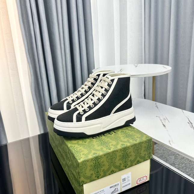 GG HIGH TOP SNEAKER FLATFORM BLACK CANVAS