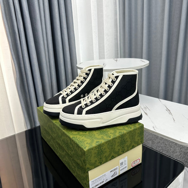 GG HIGH TOP SNEAKER FLATFORM BLACK CANVAS