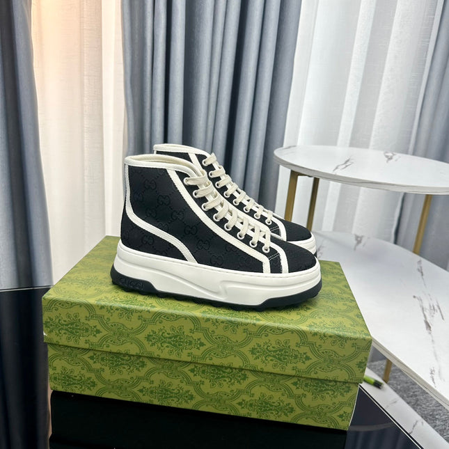 GG HIGH TOP SNEAKER FLATFORM BLACK CANVAS