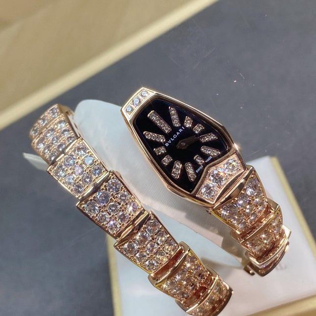 SERPENTI JEWELRY ALL ROSE GOLD WITH DIAMOND BLACK DIAL