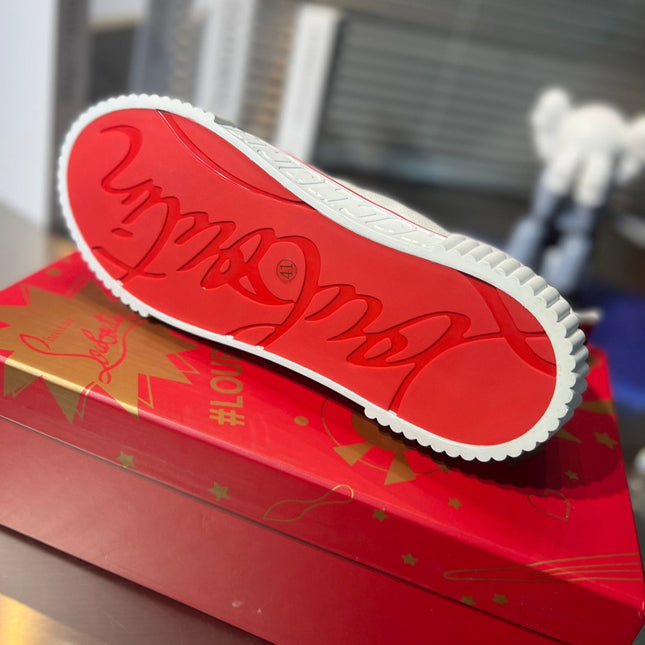 LUBOTING PEDRO HIGH-TOP SNEAKERS IN WHITE MIX RED FABRIC