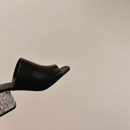 GLAM MULE 60 BLACK LAMBSKIN