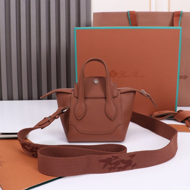 NANO SMILE BAG 18 IN UMBER BROWN CALFSKIN