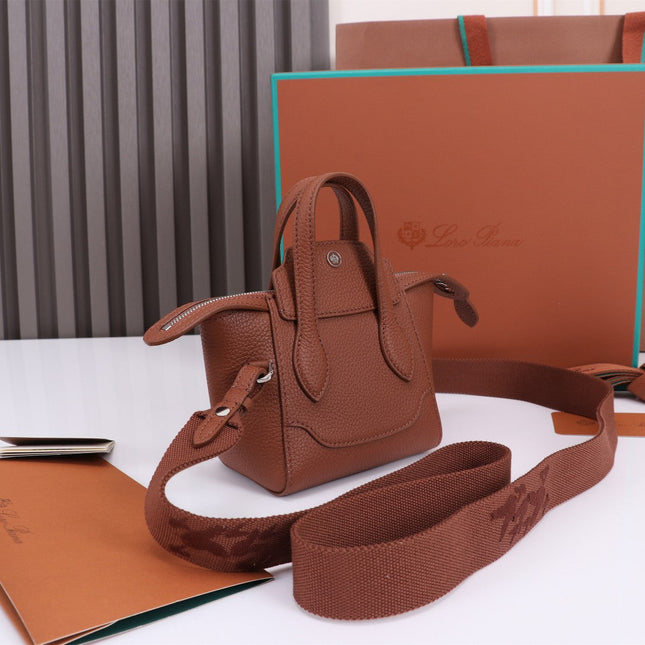 NANO SMILE BAG 18 IN UMBER BROWN CALFSKIN