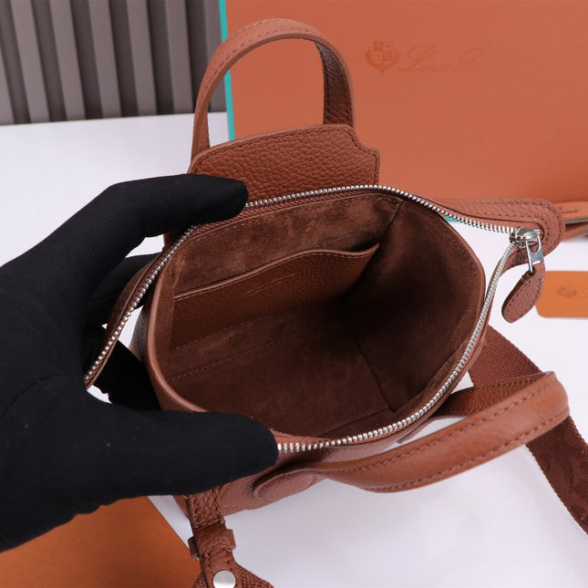 NANO SMILE BAG 18 IN UMBER BROWN CALFSKIN