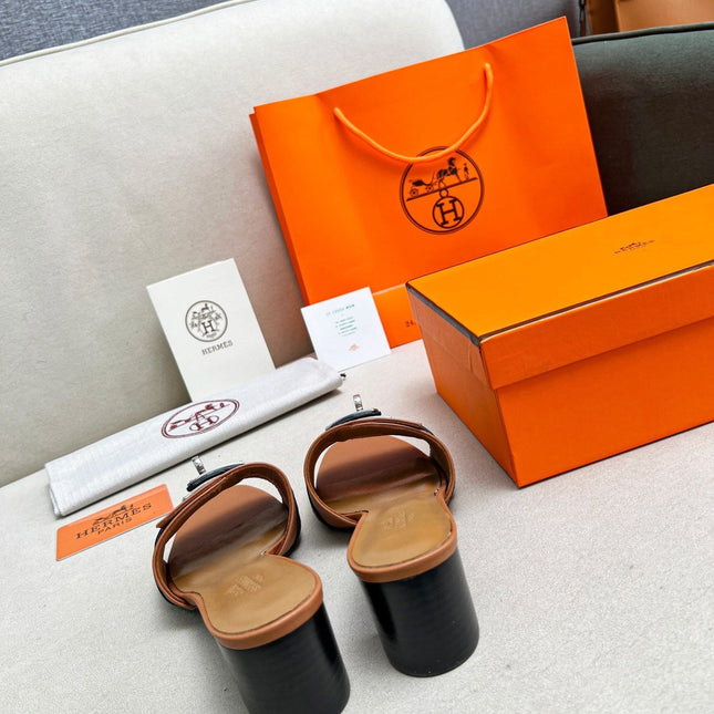 Gigi 50 Sandal Tan Black Calfskin
