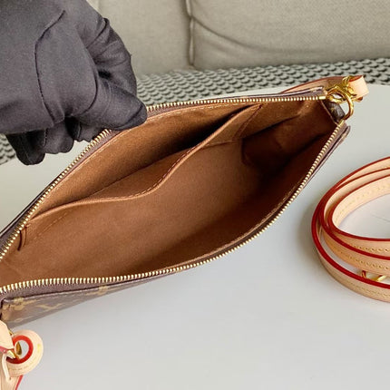 LV 25S POCHETTE ACCESSOIRES 21 IN BROWN MONOGRAM CANVAS GOLD HARDWARE